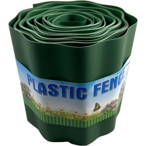 Bordure en plastique souple vert de 9 mètres de 10 cm, 15 cm, 20 cm de haut, bordure de pelouse pour séparer la pelouse et les parterres de fleurs (20 cm x 9 m) (1/5)