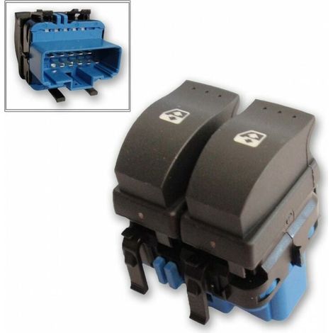 BOUTON LEVE VITRE RENAULT MEGANE 2 SCENIC 2 CLIO 2 LAGUNA 2 TRAFIC 2 (BLEU)