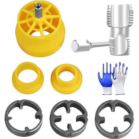 Jeu de filières de taraudage en plastique avec 3 filières 1/2, 3/4 et 1 pouce, outil de plomberie compatible avec les perceuses électriques. (1/5)