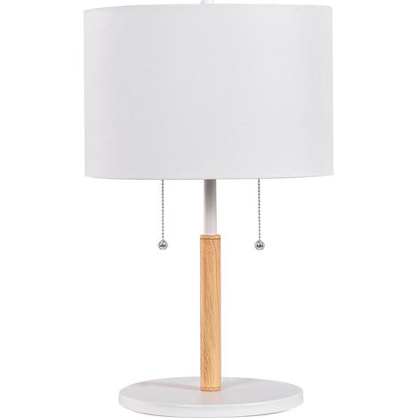 Lampe table blanche ovale, chaînettes, 2xE27 Prestige (1/5)