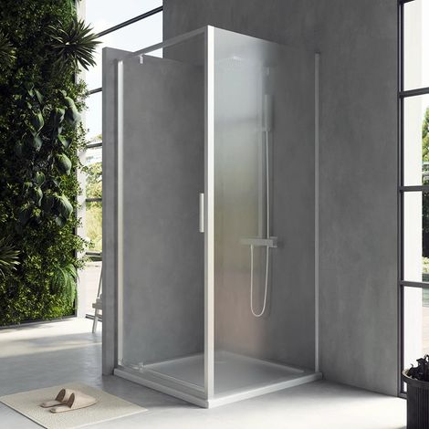 Exagonshop Box doccia 90x80 Rio a pivot vetro 6 mm trasparente H