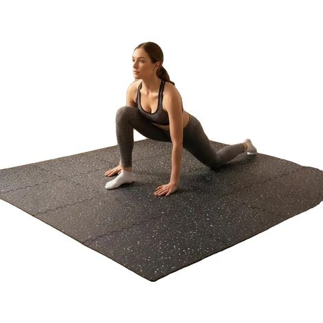 Tapis d'exercice puzzle, mousse EVA haute densité, design emboîtable, noir (1/2)