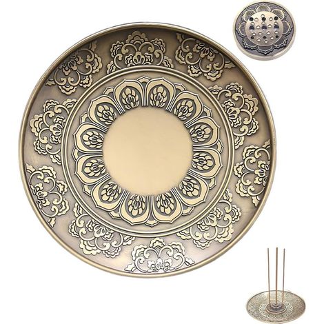 Porte-encens Lotus - 1 Pièce - Laiton Bronze - Design Stable et élégant - Pour Yoga et Méditation - Diamètre 10 cm (1/5)