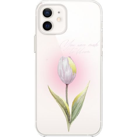 Funda para iPhone 12 Mini, transparente, de silicona flexible, con estampado de flores y tulipanes. (1/5)