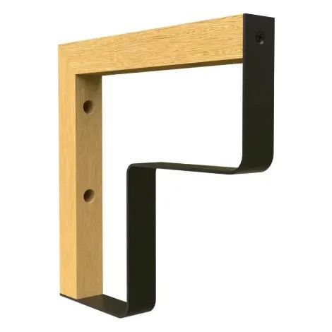Angolare a vite MIX E in faggio non trattato/acciaio nero, 202x202 mm.