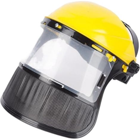 Chapeau de sécurité pour tondeuse à gazon de jardin, masque de protection intégral en PVC monté sur la tête, protection faciale transparente en PVC résistant aux éclaboussures (1/5)