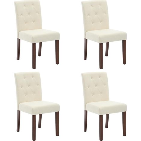 Lot de 4 Chaises de Salle à Manger Capitonnées - Style Parsons - Dossier Haut et Pieds en Bois Massif (1/5)