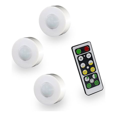 Filiyano-Lot de 3 lampes LED sans fil avec télécommande pour armoires, vitrines, penderies [DB] Lumière blanche (1/5)
