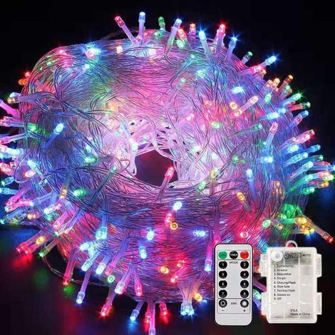 Guirlande Lumineuse - 10 M - 80 LED - Pour Arbre De Noël - Intérieur Et Extérieur - Alimentation Sur Piles - Télécommande Incluse (1/5)