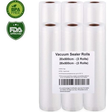Sacs Sous Vide - ZGEER - Pack de 6 rouleaux 20x500cm et 28x500cm - Sans BPA - Approuvé par la FDA (1/4)
