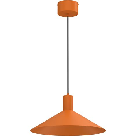 Suspension minimaliste orange 40 cm, abat-jour cône aplati, 1x GU10, métal noir (1/2)