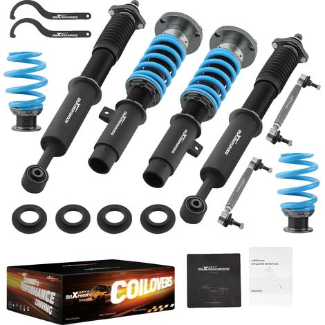 Kit de suspension coilover, hauteur réglable, acier haute résistance, réglage de l'amortissement, compatible avec E46 M3, certifié pour l'industrie automobile (1/5)