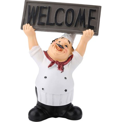 Cute Resin Chef Figurine for Restaurant, Miniature Statue, Ornaments, Table Decor for Welcome Sign (1/5)