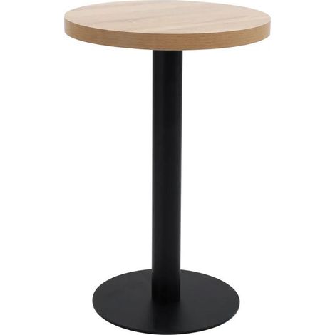 Table de bar ronde bois clair et pieds métal noir Beth D 50 cm (1/4)