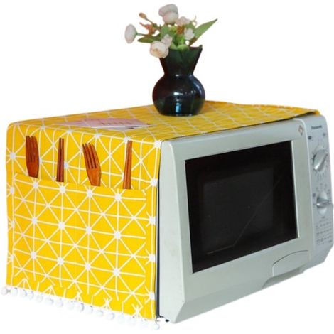 Couvercle pour micro-ondes, housse anti-poussière avec poche de rangement latérale, protection pour micro-ondes, décoration pour micro-ondes, grille-pain et fours (1/5)