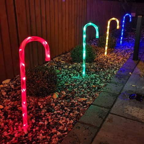 4pcs 62cm Premier Outdoor Multicoloured Christmas Candy Cane LED Path Lights for Garden (1/5)