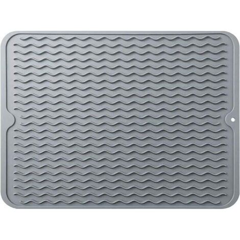 Dish drying mat, quick-drying silicone dish drainer, table mat for kitchen countertop table accessories, heat-resistant and non-slip dish drain mat