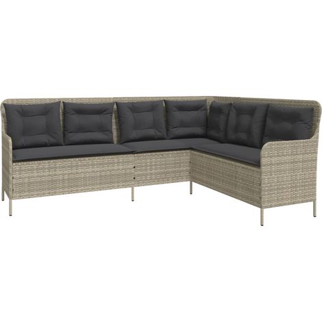 Maison Exclusive - Divano da Giardino con Cuscini a L Grigio Chiaro in Polyrattan