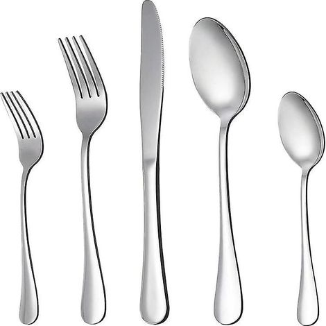 Besteckset aus Edelstahl: Tafelmesser, Tafelgabel, Dessertgabel, Esslöffel, Teebesteck