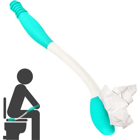 El accesorio para el baño, Long Reach Comfort Wipe, amplía tu alcance a más de 40 cm para papel higiénico o toallitas húmedas.