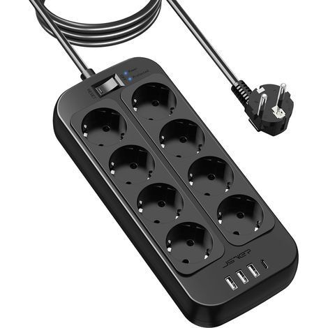 1 Multiprise 8 Prises,3 Ports USB A,1 Port USB C,Câble 3M,Sécurité Enfants,Bureau Maison (1/5)
