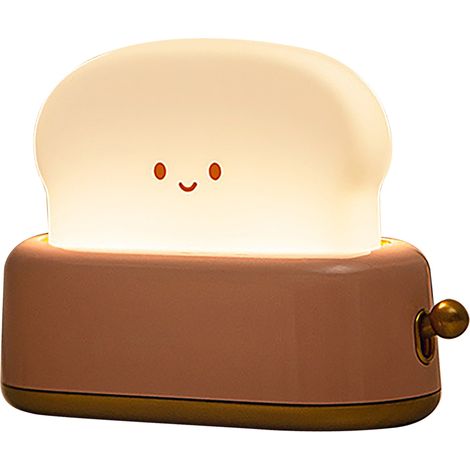 Lampe de chevet LED enfant rechargeable USB, veilleuse en forme de pain, gradation sans palier, rose (1/5)