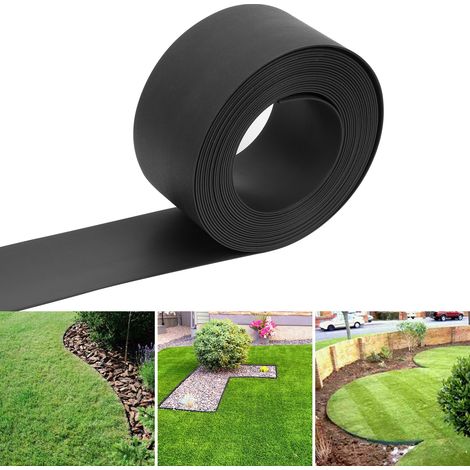 Wolketon Rasenkante Kies Beetumrandung Mähkante Oberkante Gartenwegen Beeteinfassung Gartenumrandung Rasenbegrenzung Schwarz 10Mx10CMx0.2CM