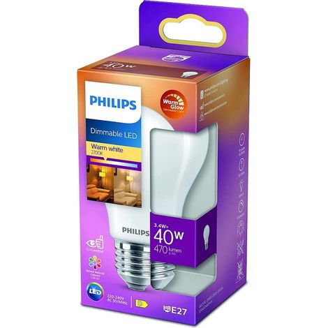 Philips LED 871951432377300 LED CEE D (A - G) E27 forme de poire 3.5 W = 40 W blanc chaud (Ø x L) 60 mm x 104 mm 1 pc(s) W183332 (1/6)