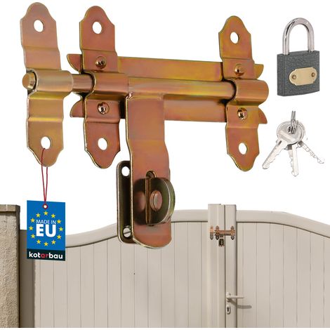 KOTARBAU® Garagentor-Riegelschloss, goldverzinkter Stahl, 150 mm + Vorhängeschloss