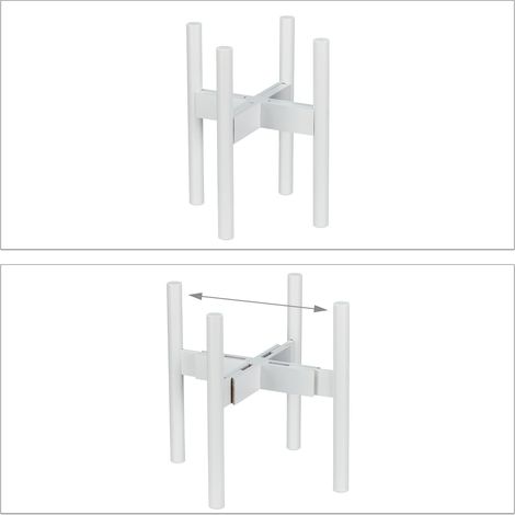 Supporto per piante regolabile decorativo soggiorno adattabile per vari vasi in bambù bianco 130007660