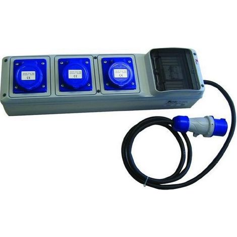 Vigor 2301-MT Quadro di Distribuzione Secondario 3 Prese CEE 16A 3P 220V IP44 1 Spina CEE 16A 3P 220V IP44 Cavo 2 m colore Nero