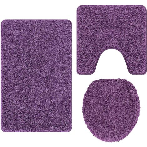 Maison Exclusive - Set di tappetini antiscivolo per il bagno 3 pz Viola 50 x 80 cm (1/5)