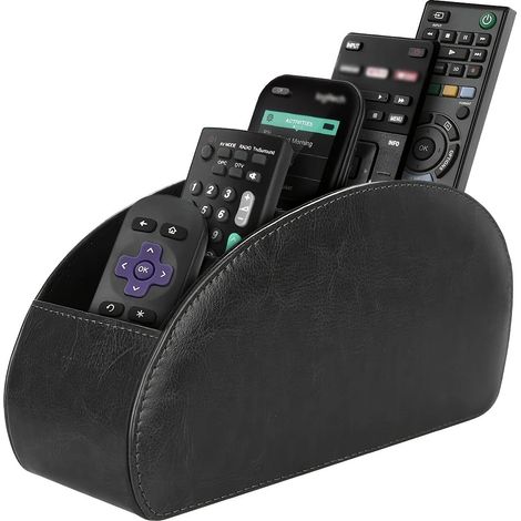 Fernbedienungshalter mit 5 Taschen, großer Halter für Fernseher, DVD, 4K-Stick und Blu-ray-Fernbedienungen, Stiftaufbewahrung, Bürobedarf, Schwarz