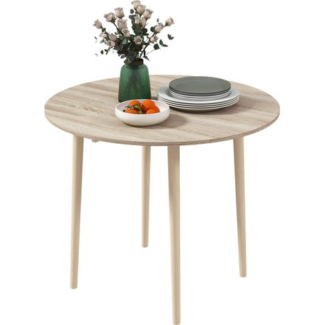 Tavolo Pieghevole Salvaspazio a Ribalta per Cucina e Soggiorno Ø89x73,5 cm in Truciolato Naturale