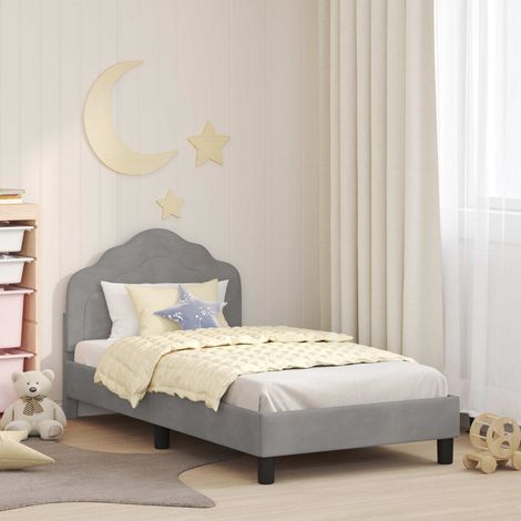 Cama para niños con cabecero Gris Claro 80 x 160 cm Terciopelo (1/5)