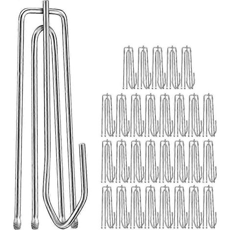 Lot de 30 crochets de rideaux à 4 branches en acier inoxydable, crochets de rechange à pinces pour rideaux-7.00X2.20X2.00CM-Silver (1/2)