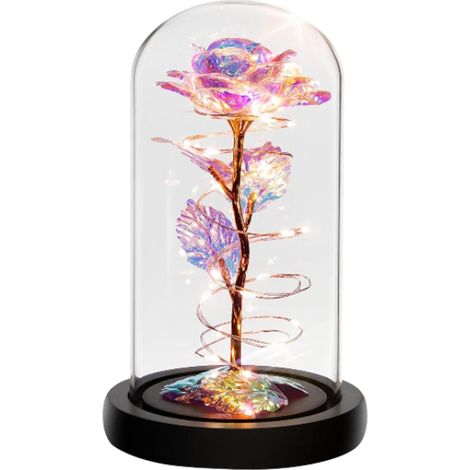 Blumengeschenke zum Muttertag – Geburtstagsgeschenke für Frauen – Rosengeschenke zum Muttertag für Mama – Bunte Regenbogenrose in Glaskuppel (1/5)