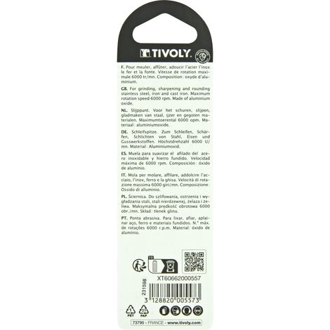 Tivoly • Set di 3 Pezzi • Assortimento di Mole • Mola Cilindrica / Mola Tonda / Mola Circolare • Da Ø8mm a Ø10mm • Per Sgrossatura Metallo