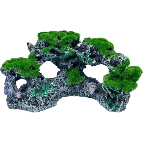 Vista de acuario de resina y piedra, decoración de acuario, cuevas para bettas, paisaje rocoso, cueva de roca para peces, coral (1/5)