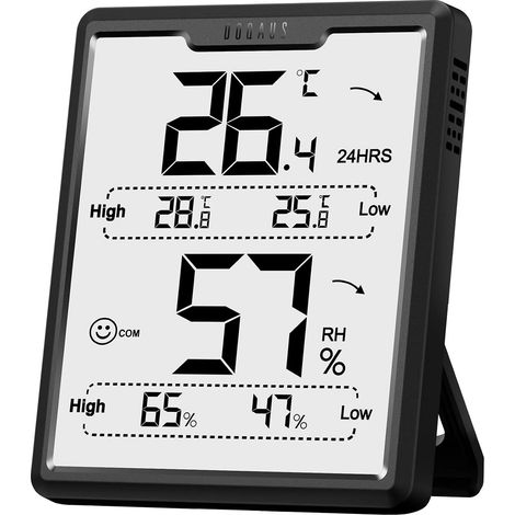 Thermomètre Hygromètre Numérique pour Intérieur, Thermo-Hygromètre pour Mesure d'Humidité avec Grand Écran LCD - Pour Serres, Chambre de Bébé, Salon, Bureau (1/5)