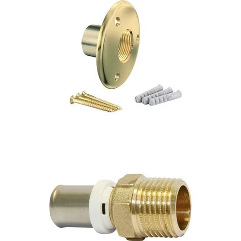 Arcanaute – Raccord de robinetterie mâle fixe 1/2" (15/21) – Tube multicouche Ø16 – Laiton brut – Système anti-fuite avec joints toriques
