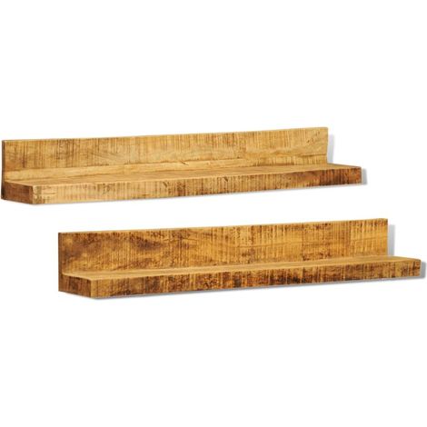 Étagère meuble design lot de 2 murales en bois solide (1/5)
