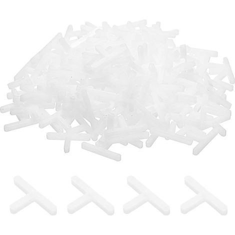 Lot de 200 entretoises de carrelage de 3 mm en plastique dur de type T pour nivellement de carrelage en céramique pour mur et sol (1/5)