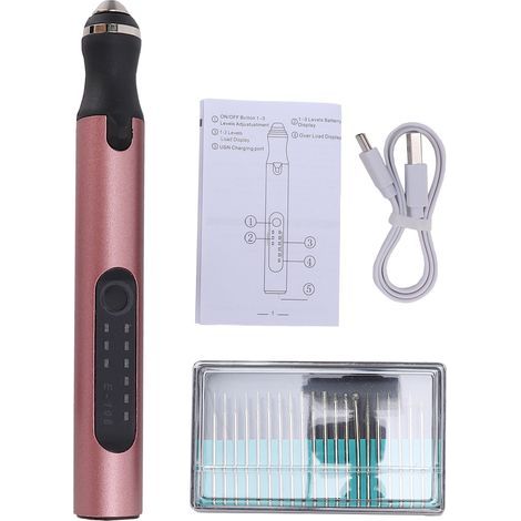 Stylo de gravure électrique à 3 vitesses, polissage sans fil rechargeable, graveur 5000 à 18 000 tr/min avec 20 embouts de meulage pour bijoux, métal, bois, pierre, modèles en résine (1/5)