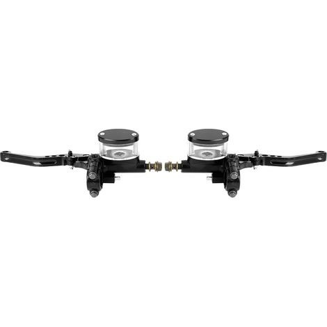 paire de leviers de frein et d'embrayage hydrauliques avec réservoir de maître-cylindre en aluminium de 7/8 pouce pour moto, noirs (1/5)