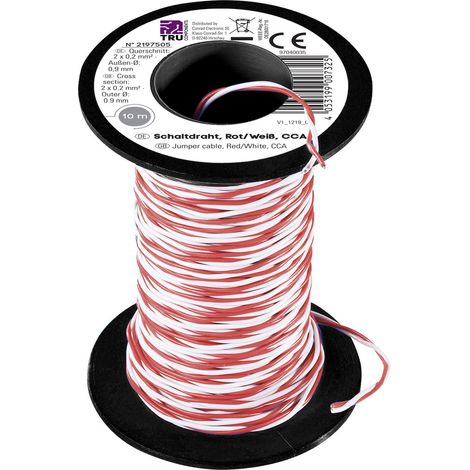 TRU COMPONENTS TC-8790020 Schaltdraht 2 x 0.20 mm² Rot, Weiß 10 m (1/2)