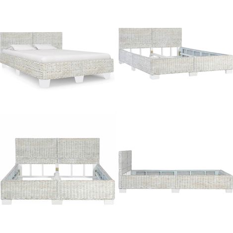 Cadre de lit sans matelas Gris Rotin naturel 140x200 cm - Cadre De Lit - Lit Rotin - Lit En Rotin - Lit Double - Lit 140x200 - Home & Living (1/5)