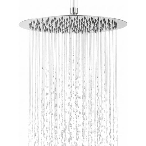 Tete de Douche Pluie Anti Calcaire Inox 25 cm Cercle, Argenté (1/5)