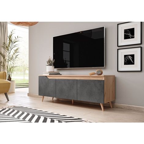 Meuble TV TURE coloris chêne 140x40x52 cm-http://maisondelatendance.com/img/co/215.jpg-Gris anthacite-140 --http://maisondelatendance.com/img/co/215.jpg- (1/5)