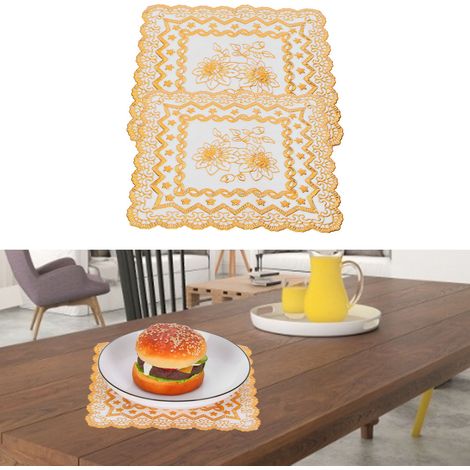 Tischdecke [Typ 01] Goldfarbenes PVC 20x20cm 2er-Set - Schützt und dekoriert für Partys (1/5)